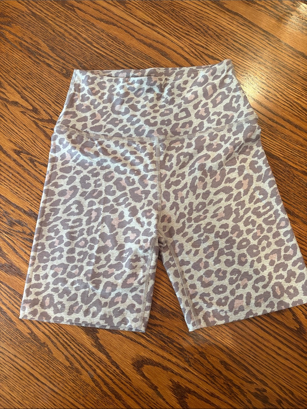 Beyond Yoga butter soft High-Waist Leopard Print Bike Shorts - Taupe